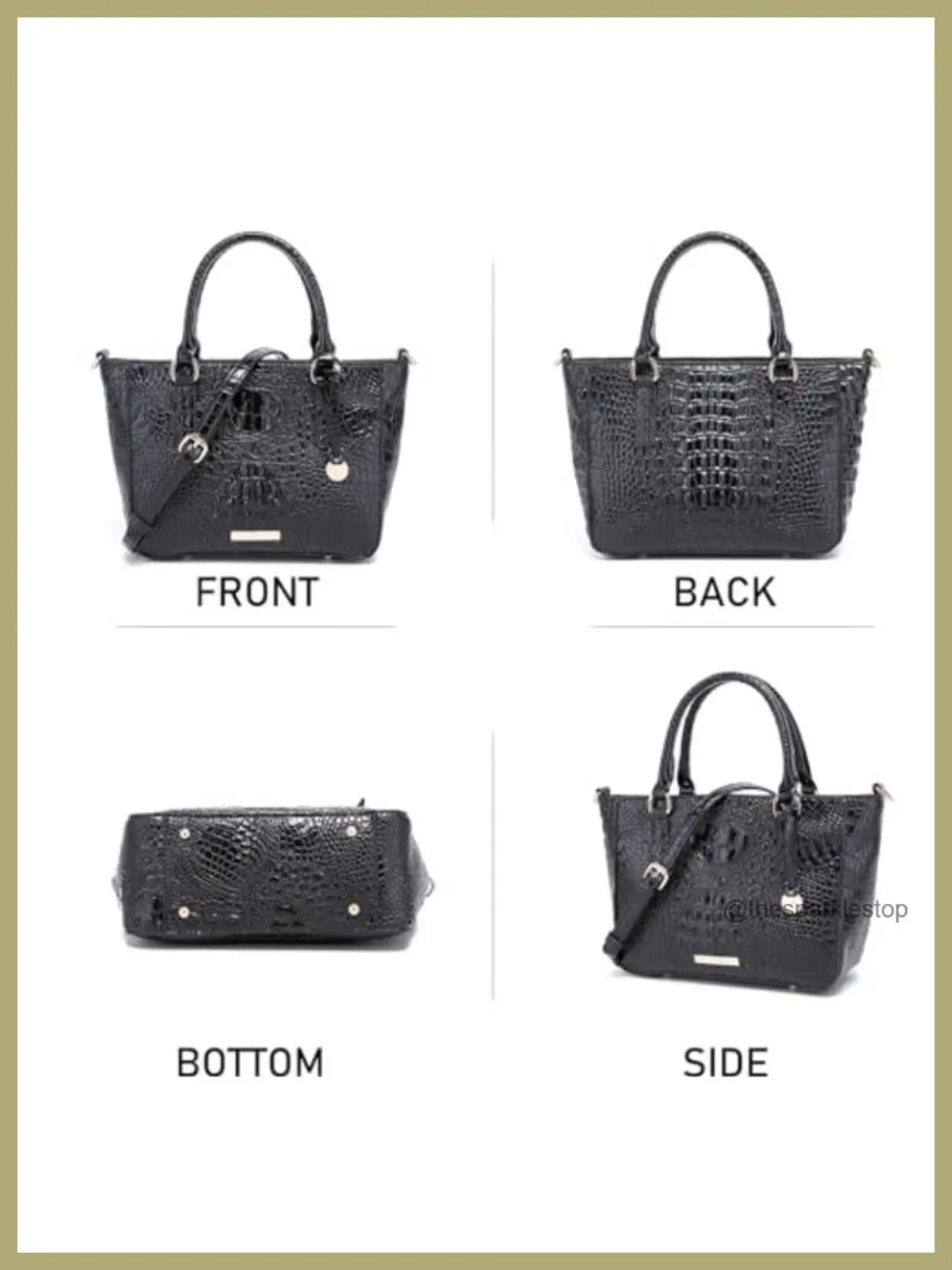Women's Croc Embossed Faux Leather Tote Satchel Purse with Zipper Compartments